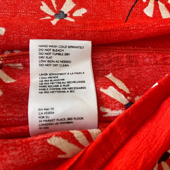 Anthropologie Faithfull the Brand Red Floral Midi Dress  wrap size xs - Picture 8 of 16